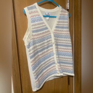 Vintage Cape Cod Sportswear Knitted Sweater Vest Fair Isle Print Button Front
